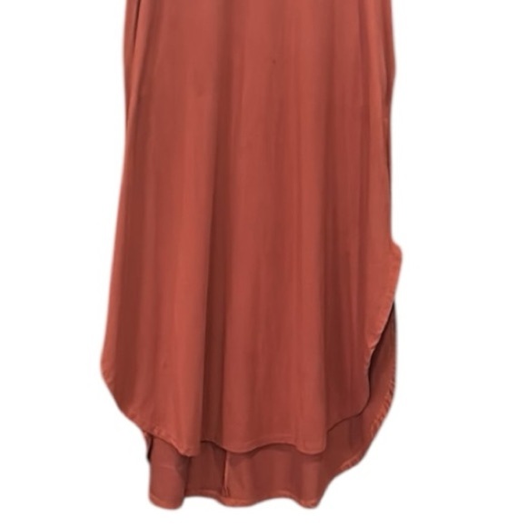 Entro Casual Loose Fit Short Sleeve V-Neck Split Hem Maxi Dress Redwood Large - Picture 10 of 12